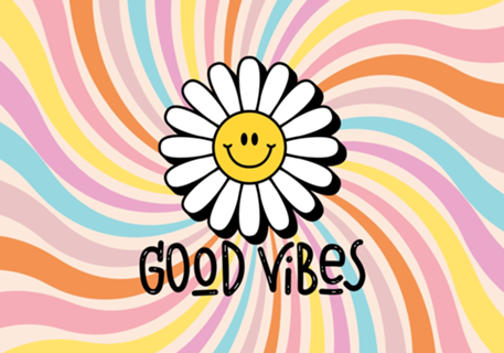 Margarida Sorridente Fundo Psicodélico Good Vibes