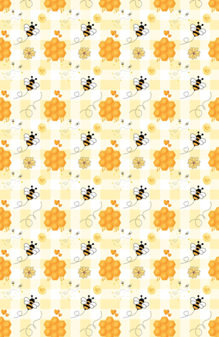 Fofa de Abelhas e Colmeias Fundo Xadrez Amarelo