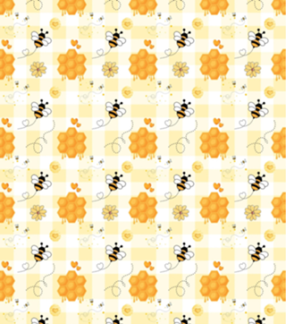 Fofa de Abelhas e Colmeias Fundo Xadrez Amarelo