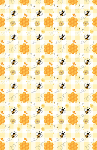 Fofa de Abelhas e Colmeias Fundo Xadrez Amarelo