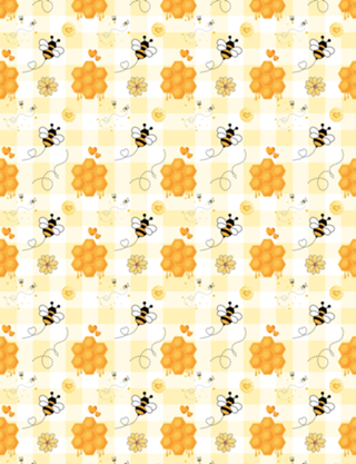 Fofa de Abelhas e Colmeias Fundo Xadrez Amarelo