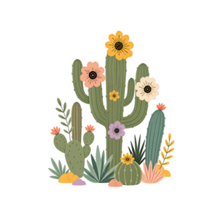 Cactos Floridos Kawaii Cute Desert Garden