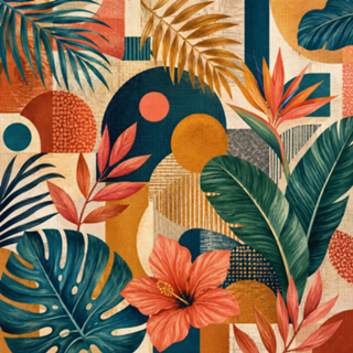 Estampa Tropical Geométrica Floral Elegante
