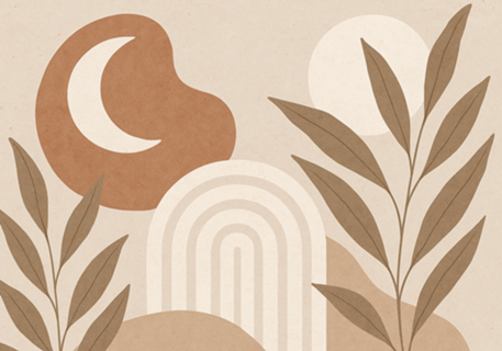 Formas Abstratas e Lua Boho - Cores neutras