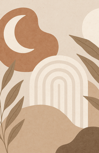 Formas Abstratas e Lua Boho - Cores neutras