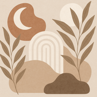 Formas Abstratas e Lua Boho - Cores neutras