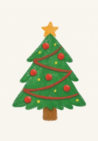 Árvore de Natal - giz colorido