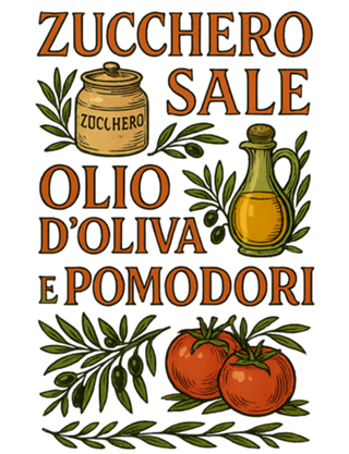 Açucar, sal, azeite de oliva e tomates