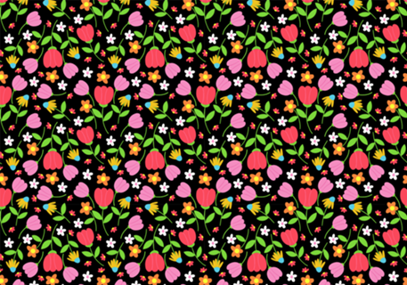 ESTAMPA FLORAL COLORIDA FUNDO PRETO