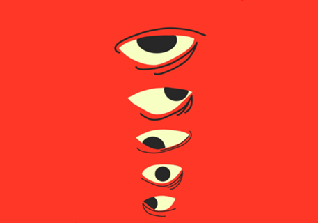 Surreal Minimal Eyes – Abstract Red Illustration