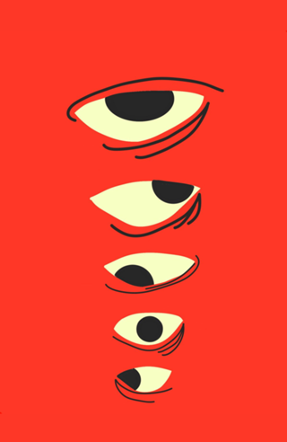 Surreal Minimal Eyes – Abstract Red Illustration
