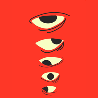 Surreal Minimal Eyes – Abstract Red Illustration
