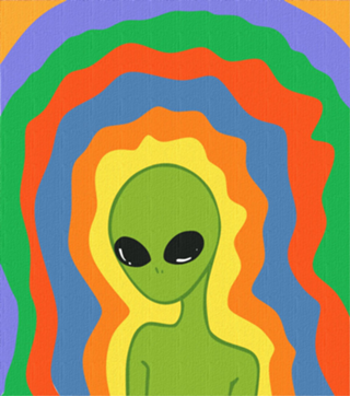 Alien Psicodélico em Cores Vibrantes
