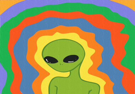 Alien Psicodélico em Cores Vibrantes