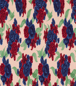 Estampa Floral com Rosas Azuis e Vermelhas