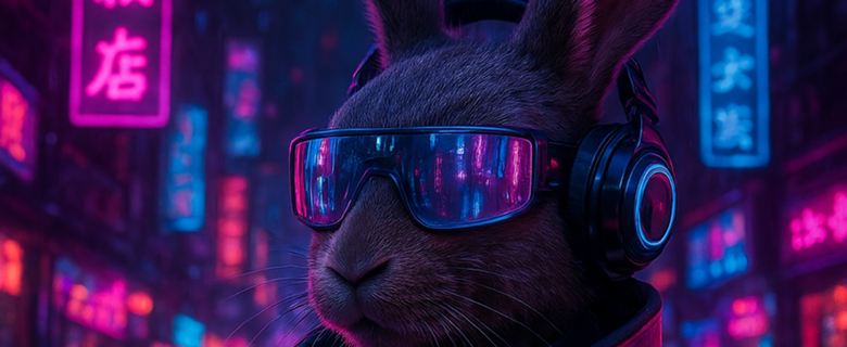 Coelho Cyberpunk Neon Estilo e Futuro