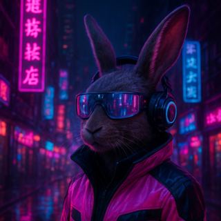 Coelho Cyberpunk Neon Estilo e Futuro