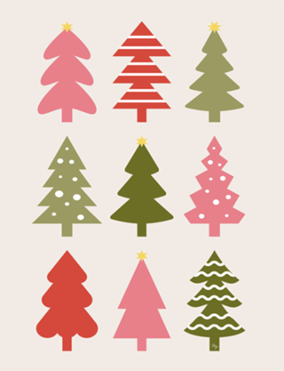 Gráfico moderno de árvores de Natal