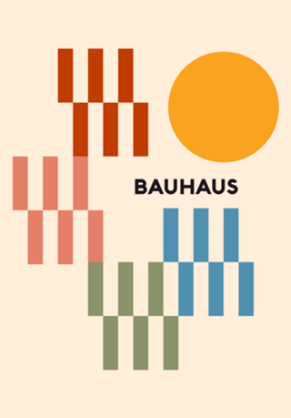 Ilustração Bauhaus Retro e Colorida