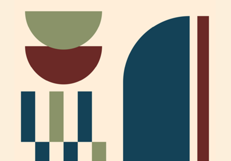 Ilustração Escandinava Bauhaus em Cores Fortes