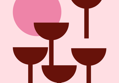 Ilustração Bauhaus Brinde ao Cocktail Rosa