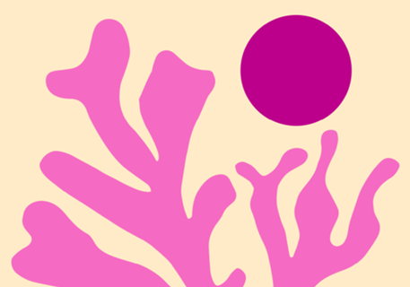 Ilustração Abstrata Rosa Estilo Matisse