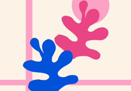Estética Abstrata Matisse Rosa e Azul Sunset