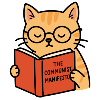 Gato lendo Manifesto Comunista