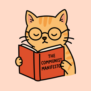 Gato lendo Manifesto Comunista