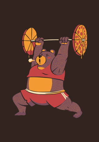 Squat Bear Gym I Love to Eat Pizza