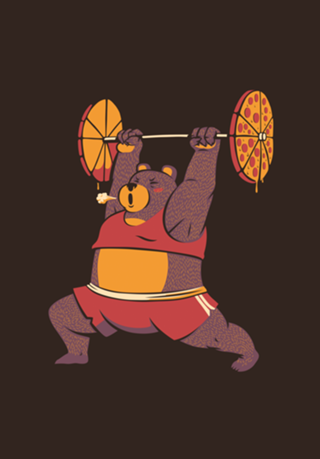 Squat Bear Gym I Love to Eat Pizza