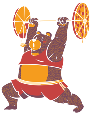 Squat Bear Gym I Love to Eat Pizza