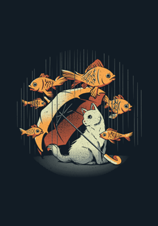 A Day In A Cat's Life Golden Fish In The Rain
