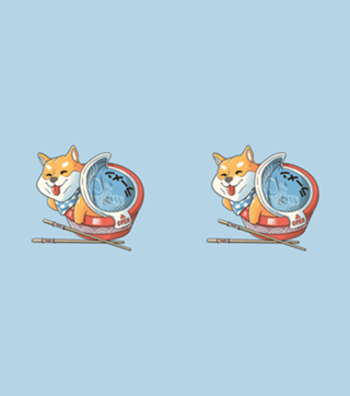Shiba Dog Ramen Japanese Manga T-shirt Blue