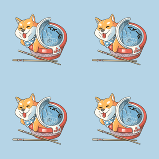 Shiba Dog Ramen Japanese Manga T-shirt Blue