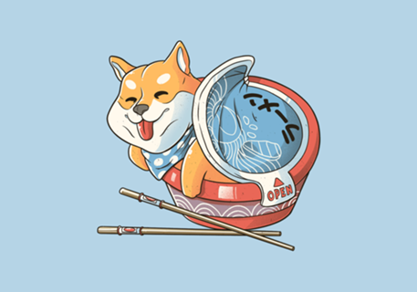 Shiba Dog Ramen Japanese Manga T-shirt Blue
