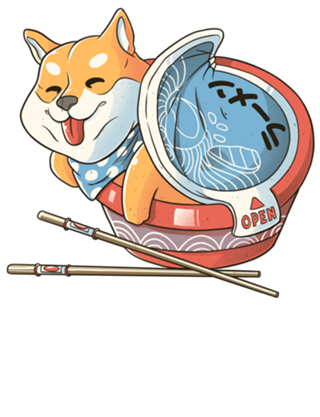 Shiba Dog Ramen Japanese Manga T-shirt Blue