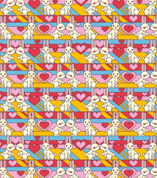 Pattern White Bunnies W Hearts