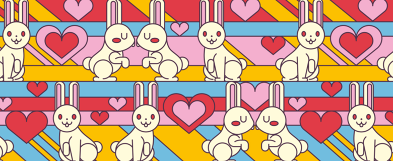 Pattern White Bunnies W Hearts