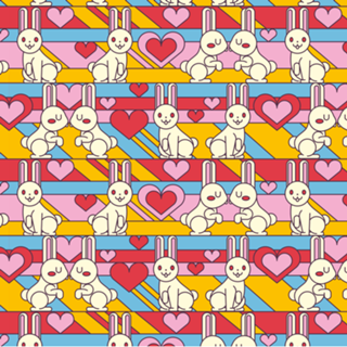 Pattern White Bunnies W Hearts