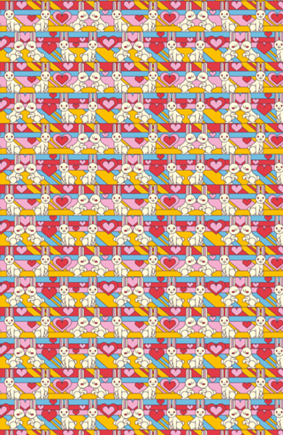 Pattern White Bunnies W Hearts
