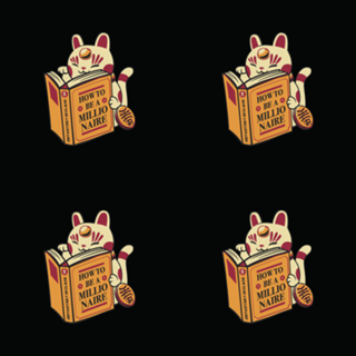 Maneki-Neko How to be a Millionaire Cat Black