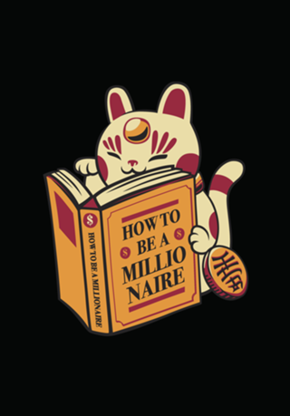 Maneki-Neko How to be a Millionaire Cat Black