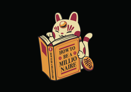 Maneki-Neko How to be a Millionaire Cat Black