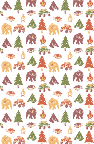 Pattern Camping Tree Fire Smores Tents