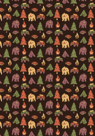 Pattern Camping Tree Fire Smores Tents