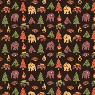 Pattern Camping Tree Fire Smores Tents