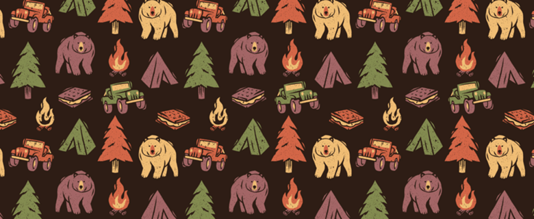 Pattern Camping Tree Fire Smores Tents