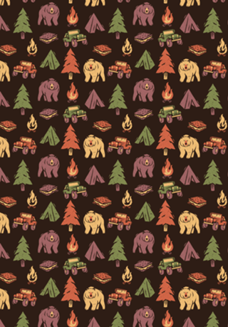 Pattern Camping Tree Fire Smores Tents