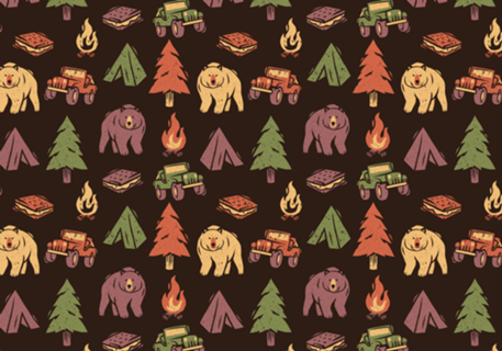 Pattern Camping Tree Fire Smores Tents